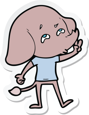 Bir insan tarafından çizilmiş karikatür filinin çıkartması.