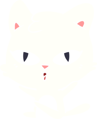 Bir insan tarafından çizilmiş düz renkli çizgi film kedisi