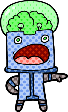 Bir insan tarafından çizilmiş çizgi film robotu