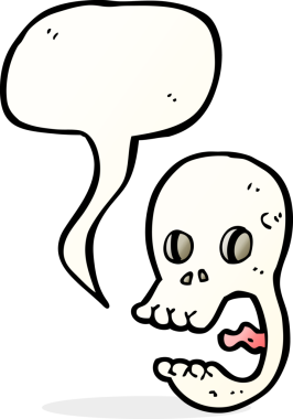 Bir insan tarafından çizilmiş komik bir kafatası.