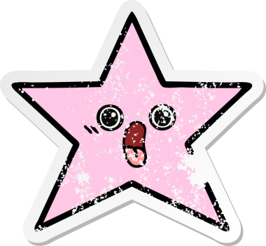 Bir insan tarafından çizilmiş sevimli bir yıldız balığının sıkıntılı çıkartması.