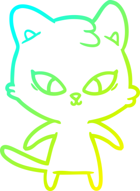 Bir insan tarafından çizilmiş bir çizgi film kedisinin soğuk gradyan çizgisi.