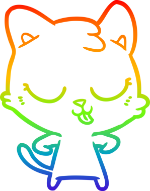 gökkuşağı gradyan çizimi mutlu çizgi film kedisi bir insan tarafından çizildi