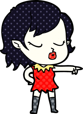 Bir insan tarafından çizilmiş şirin vampir kız çizgi filmi.