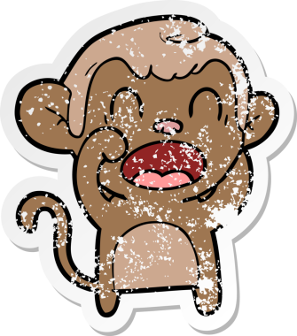 Bir insan tarafından çizilmiş bağıran çizgi film maymunu çıkartması.