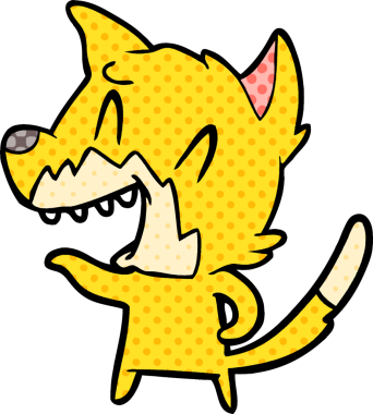 Bir insan tarafından çizilmiş gülen tilki çizgi filmi.