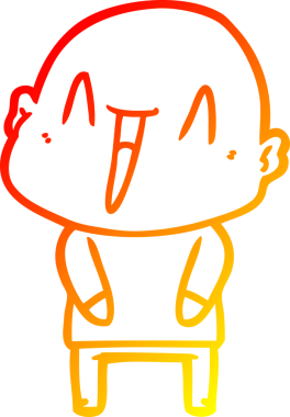 Bir insan tarafından çizilmiş mutlu, kel bir adamın sıcak çizgi çizimi.