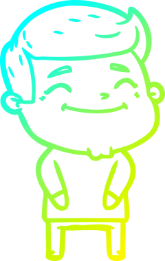 Bir insan tarafından çizilmiş mutlu bir çizgi film karakteri çizimi.