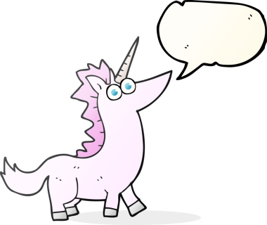 Bir insan tarafından çizilmiş serbest konuşma balonu tek boynuzlu at.