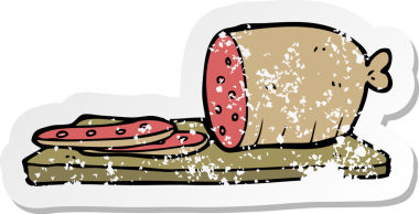 Bir insan tarafından çizilmiş dilimlenmiş sosisin gerilimli yapıştırması.