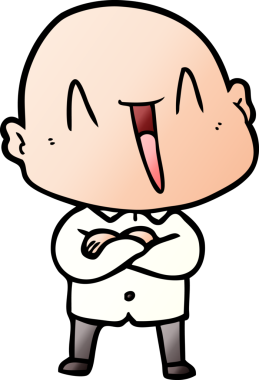 Bir insan tarafından çizilmiş mutlu, kel adam.