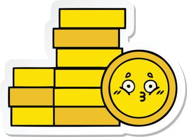 Bir insan tarafından çizilmiş şirin bozuk paraların çıkartması.