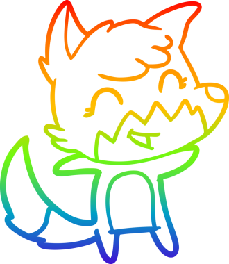 gökkuşağı gradyanı çizimi bir insan tarafından çizilmiş mutlu bir tilki çizgi filmi.