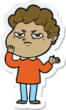 Bir insan tarafından çizilmiş kızgın bir adamın çıkartması.