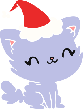 Bir insan tarafından çizilmiş kawaii kedisinin el çizimi karikatürü.