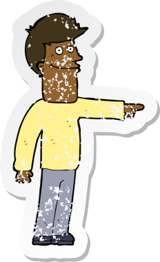 Bir insan tarafından çizilmiş karikatür adamın gerilmiş çıkartması.