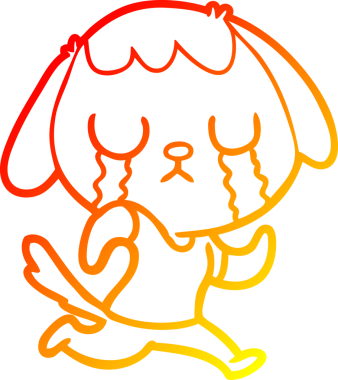 Bir insanın çizdiği ağlayan şirin bir köpeğin sıcak çizgi çizimi.