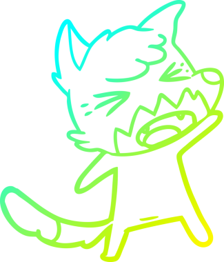 Bir insan tarafından çizilmiş kızgın bir tilkinin soğuk çizgi çizimi.