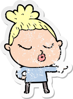 Bir insan tarafından çizilmiş sakin bir karikatür çıkartması.