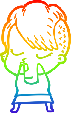 Gökkuşağı gradyan çizgi çizimi Bir insan tarafından çizilmiş güzel hippi kız