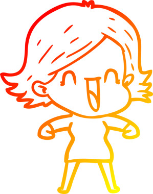 Bir insan tarafından çizilmiş mutlu bir kadının çizgi çizimi.