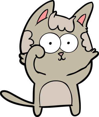 Bir insan tarafından çizilmiş mutlu çizgi film kedisi.