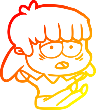 Bir insan tarafından çizilmiş, karikatür çizen, yorgun bir kadın.