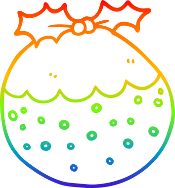 gökkuşağı gradyanı çizimi bir insan tarafından çizilmiş bir çizgi noel pudingi.