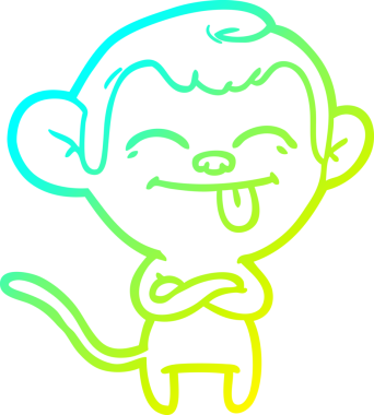 Bir insan tarafından çizilmiş komik bir çizgi maymunun soğuk eğim çizgisi.