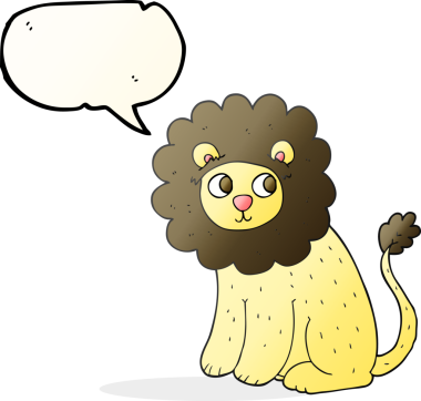 Bir insan tarafından çizilmiş serbest konuşma balonu karikatürü şirin aslan.