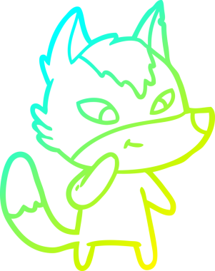 Bir insan tarafından çizilmiş dost canlısı bir kurt çizgi çizimi.