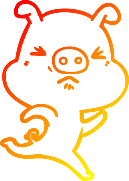 Bir insan tarafından çizilmiş kızgın bir domuzun sıcak çizgi çizimi.