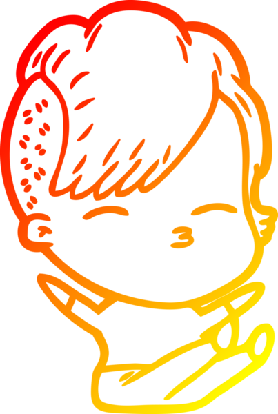 Bir insan tarafından çizilmiş çizgi film karakteri şaşı bir kızın sıcak çizgi çizimi