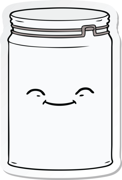 Bir insan tarafından çizilmiş cam bir kavanozun etiketi.