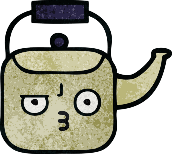 Bir insan tarafından çizilmiş eski grunge desenli bir çaydanlık.