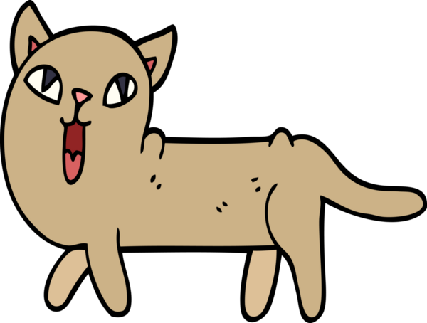 Bir insan tarafından çizilmiş komik bir kedi.