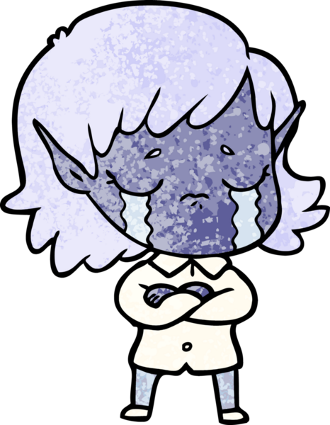 Bir insan tarafından çizilmiş ağlayan elf kızı.