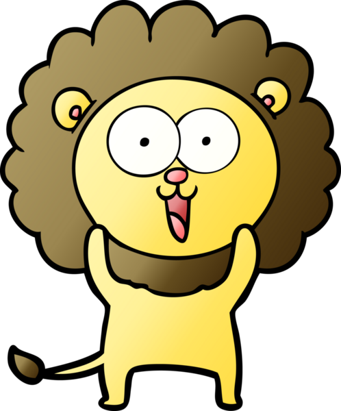 Bir insan tarafından çizilmiş mutlu çizgi film aslanı.
