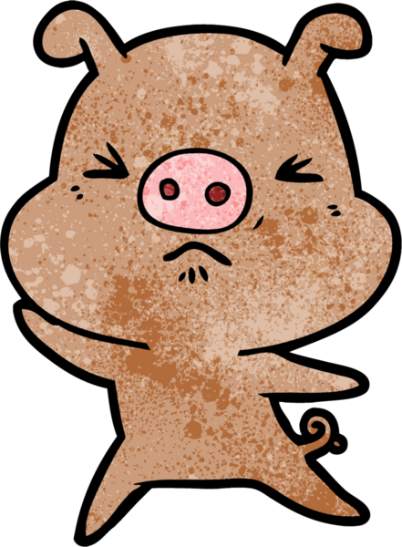 Bir insan tarafından çizilmiş kızgın domuz çizgi filmi.