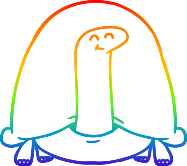 gökkuşağı gradyan çizgi çizimi bir insan tarafından çizilmiş bir kaplumbağa karikatürü