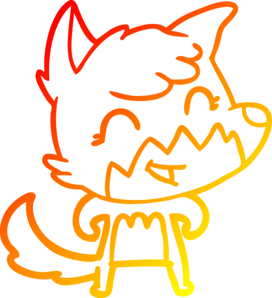 Bir insan tarafından çizilmiş mutlu bir tilkinin sıcak çizgi çizimi