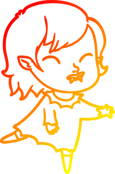 Bir insan tarafından çizilmiş yanağında kan olan vampir bir kızın çizgi film çizimi.