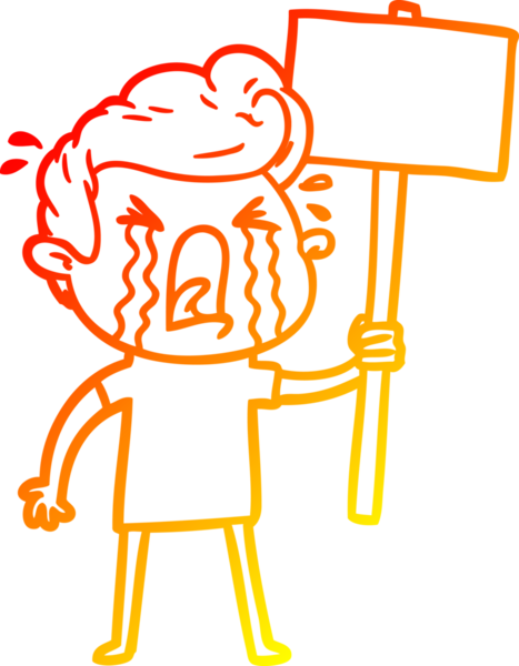 Bir insan tarafından çizilmiş, ağlayan bir çizgi film karakteri.