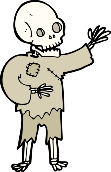 bir insan tarafından çizilmiş karikatür iskeleti.