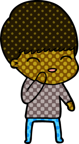 Bir insan tarafından çizilmiş mutlu çizgi film çocuğu.