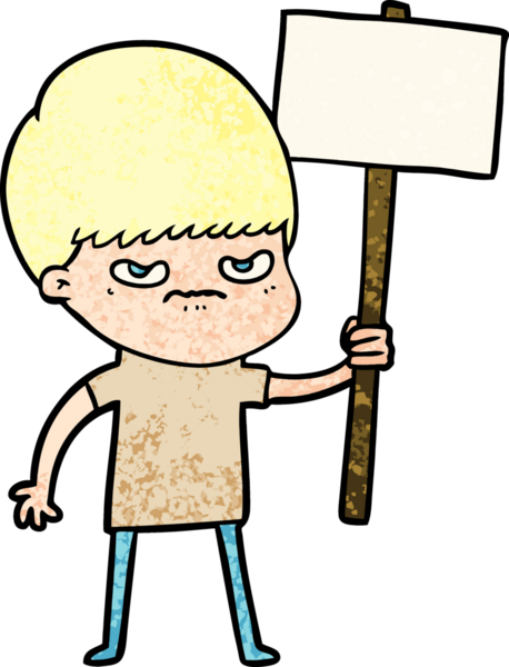 Bir insan tarafından çizilen kızgın çizgi film çocuğu.