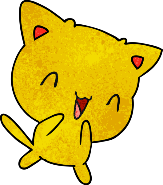 Bir insan tarafından çizilmiş kawaii kedisinin el yazısıyla çizilmiş çizgi filmi.