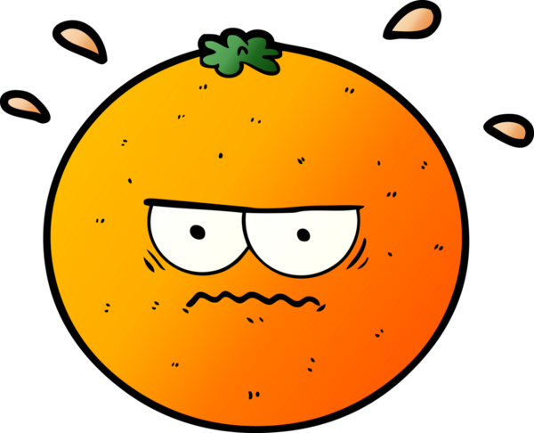 Bir insan tarafından çizilmiş kızgın turuncu çizgi film.