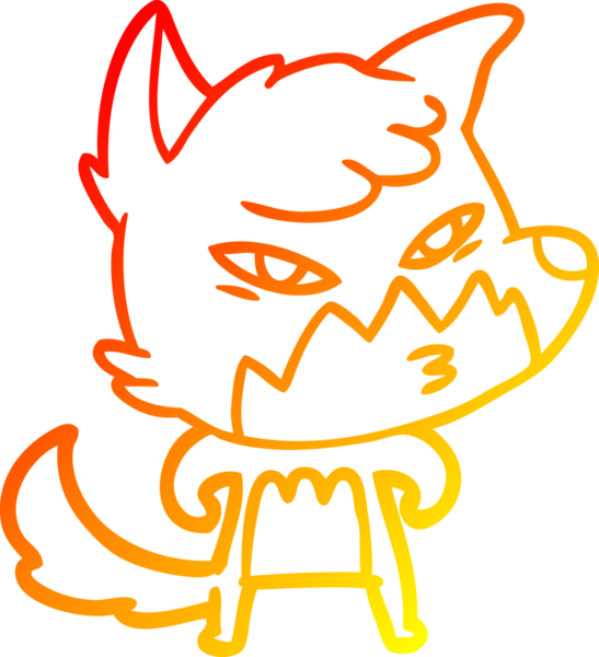 Bir insan tarafından çizilmiş akıllı bir tilkinin sıcak çizgi çizimi