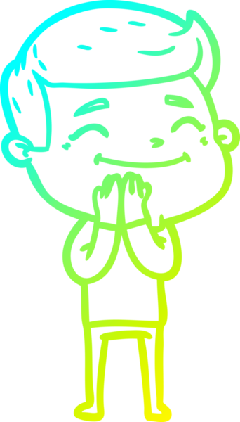 Bir insan tarafından çizilmiş mutlu bir çizgi film karakteri çizimi.